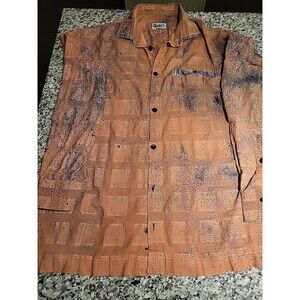 Pathe'O SZ 46 Salmon/Blue Spatter Cotton Button-up Shirt